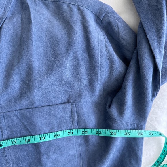 Vintage vegan suede button front shirt blue - Picture 11 of 11